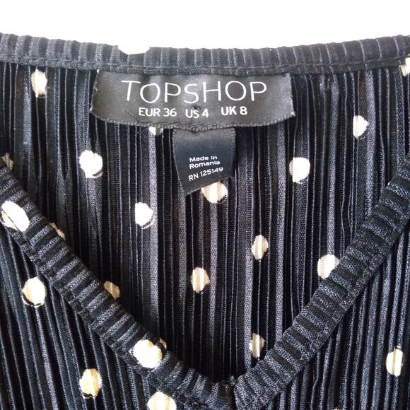Topshop Size 4 Playsuit Jumpsuit Romper Shorts Plisse Polka Dot Black Spaghetti - Picture 3 of 8